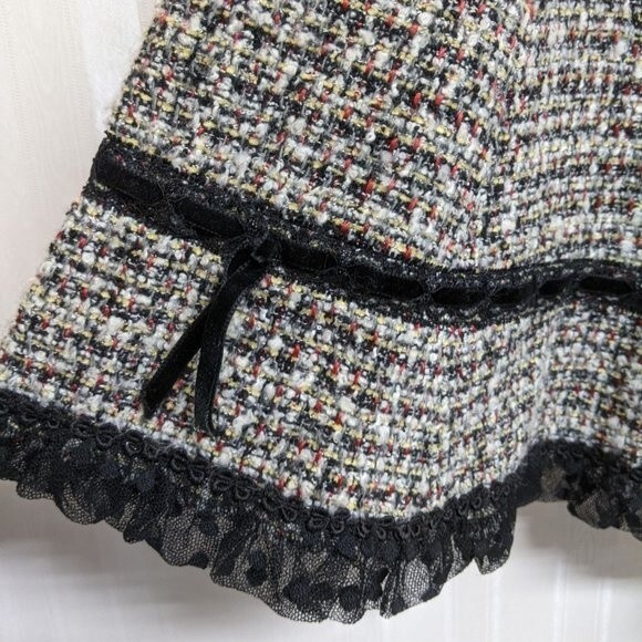 Cynthia Steffe Skirt Women Size 2 Wool Blend Tweed Circle Lace Trim - Picture 4 of 8